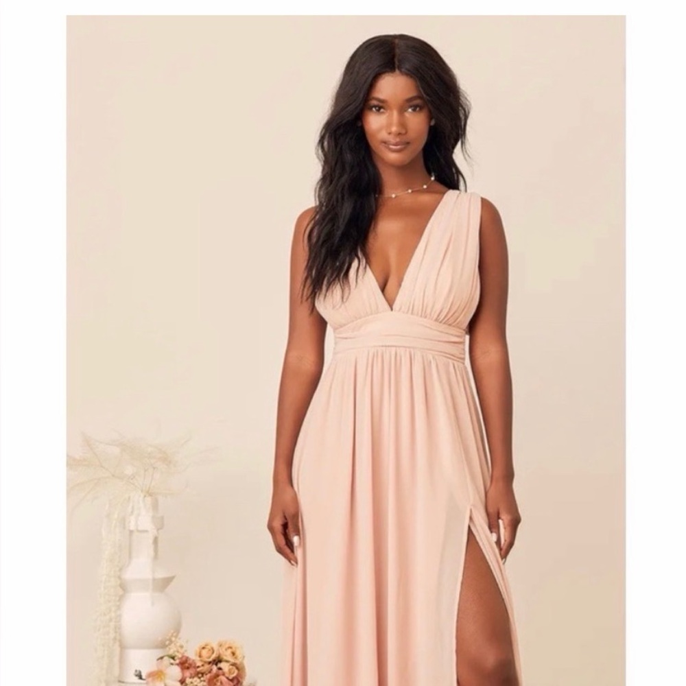 Lulus heavenly hues blush maxi dress NWT